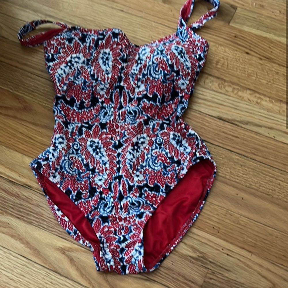 Michael Kors Red and Blue Patterned One Piece